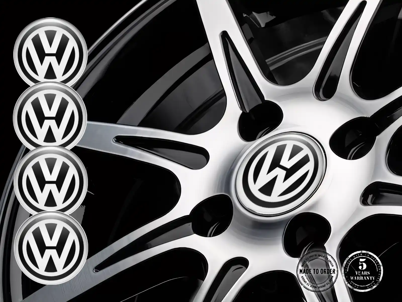 VW Emblema Bombado Logo Pegatina de Rueda Perfecta